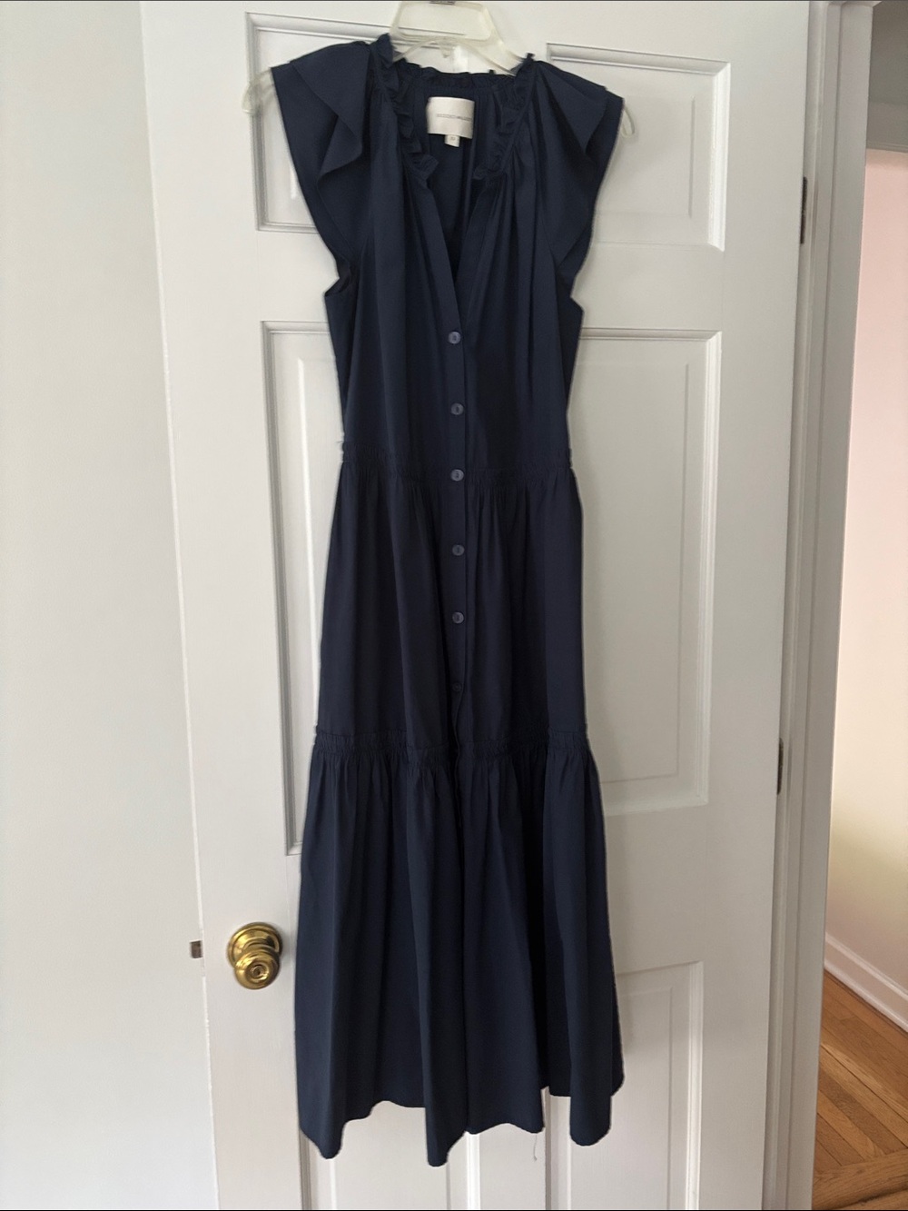 Brochu Walker Navy Button-Front Tiered Maxi Dress